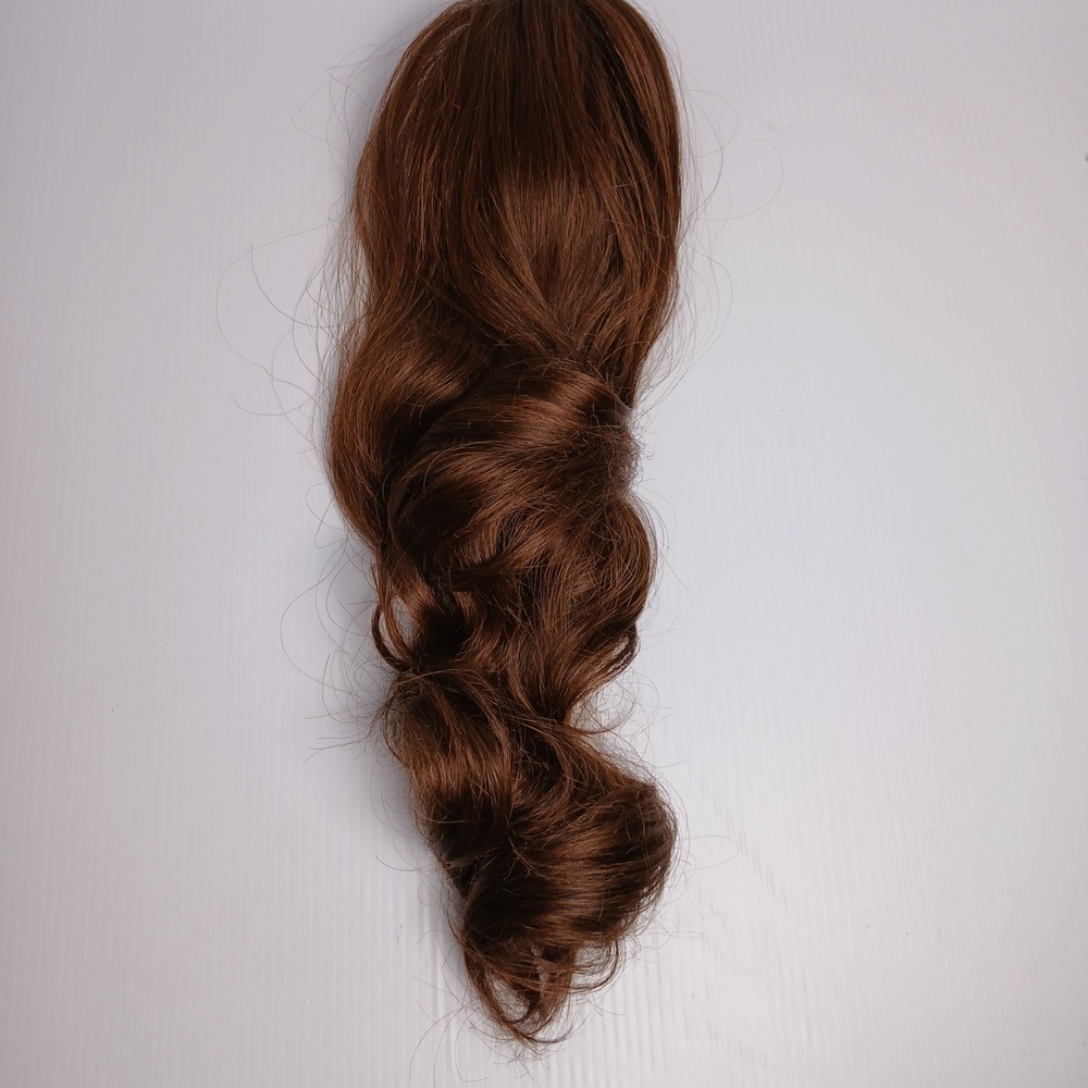 Wavy Claw Clip Ponytail Extension Medium Brown Synthetic Hairpiece 22 Inch